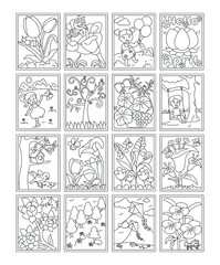 
Pack of Spring Coloring Pages Vectors 

