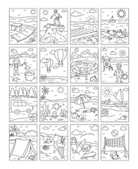 
Summer Holidays Linear Colouring Pages

