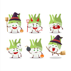 Halloween expression emoticons with cartoon character of fenel