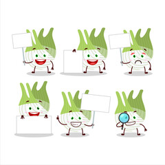 Fenel cartoon in character bring information board