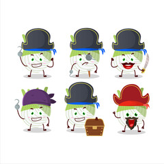 Cartoon character of fenel with various pirates emoticons