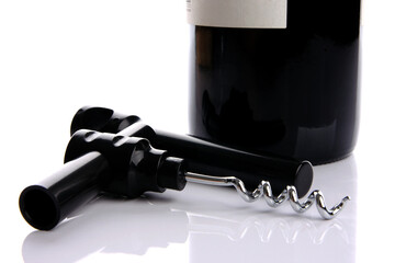 bottle of wine and a corkscrew