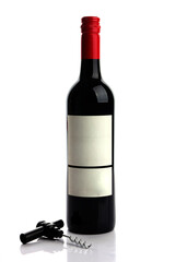 bottle of wine and a corkscrew