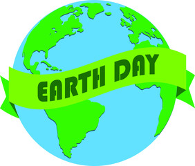 Earth Globe Vector Illustration with Earth Day Banner