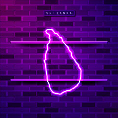 Sri Lanka map glowing purple neon lamp sign