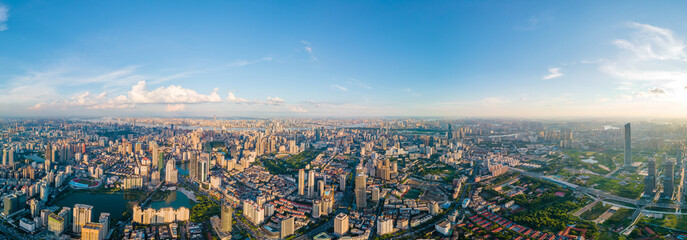 Cityscape of Wuhan city with cloud.Panoramic skyline and buildings 