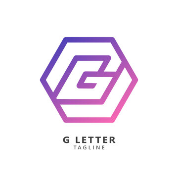 Logotipo geométrico hexagonal de letra G 