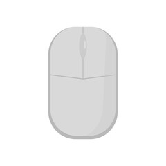 A simple gray computer mouse in the shape of a rectangle with rounded edges, two keys and a wheel. Flat vector illustrations