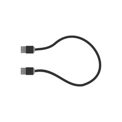 Obraz premium USB to USB cable for connecting various devices. The cable is black with a loop for the computer. Flat vector illustration