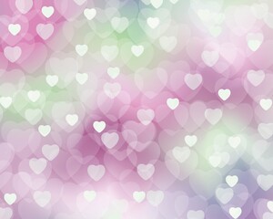 colorful rainbow bokeh, heart snow background