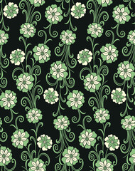 Vector floral pattern on dark background