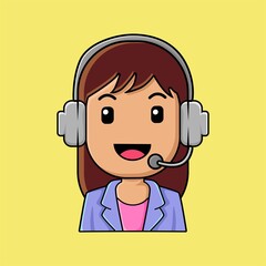 Cute girl customer service cartoon illustration