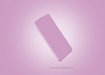 pink clay smartphone mockup with pink background 3d rendering