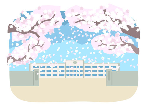 Cherry Blossoms School Building