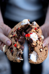 Stuffed cookie with chocolate and marshmallow