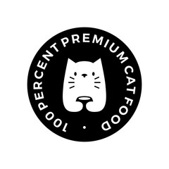 cat food round sticker badge negative space logo vector icon illustration