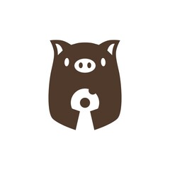 pig donuts logo vector icon illustration
