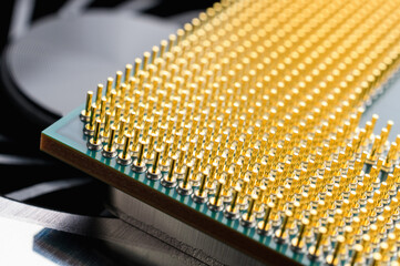 .Computer processor, macro. CPU close-up