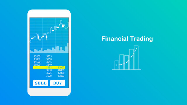 Financial trading and mobile trading concept illustration