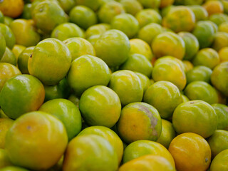 Selective focus of tangerines ready to be bought in a supermarket