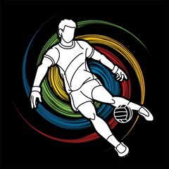 Gaelic Football Man Player Cartoon Sport Graphic Vector