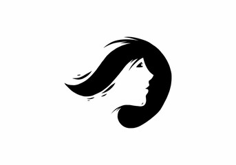 Black and white negative space style of woman face