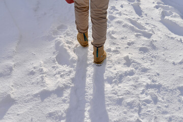 雪の中を歩く人