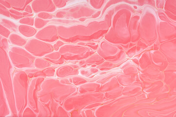 Abstract fluid art background light pink and white colors. Liquid marble.