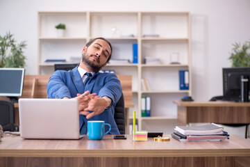 Young male employee working in the office