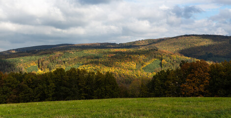 Moravian hills in golden autumn