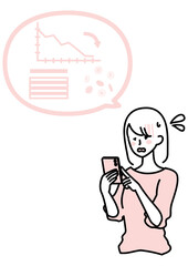 スマホでデータ解析をする女性