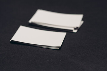 business cards on a dark table mockup Copy Space