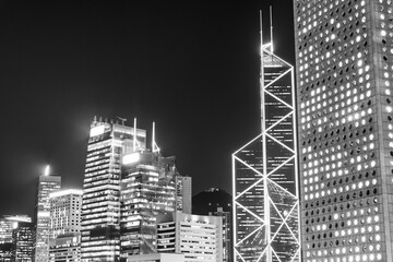 High rise office building in Hong Kong city at night - 417281007