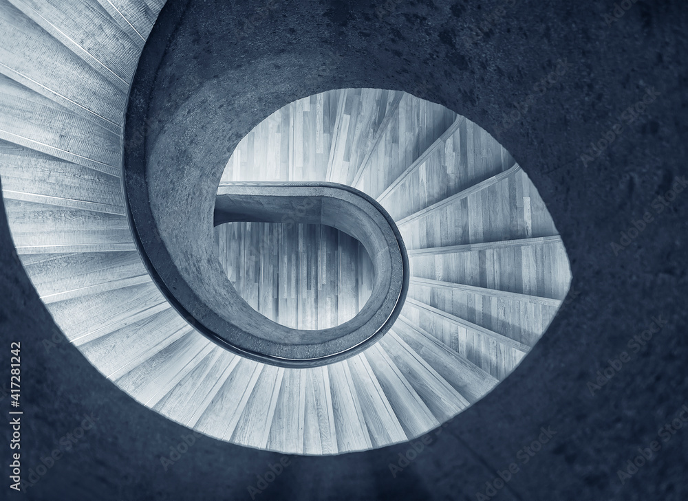 Poster modern spiral staircase. contemporary architecture abstract background