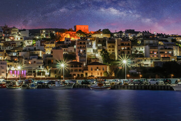 Night Shot at Sitia Port in Lasithi Lassithi Crete Greece