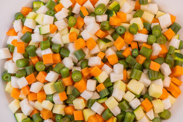 Macedonia salad, macedoine de legumes, mixed vegetable salad, french cuisine