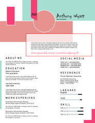 Professional CV resume template design for a creative person - vector minimalist - black and white