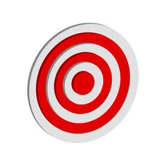 3d dartboard in red and white, suitable for business or gaming icons