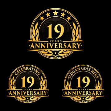 19 years anniversary celebration logotype. Vector and illustration.
