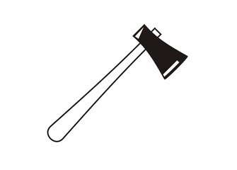 Simple illustration of an axe in black and white.