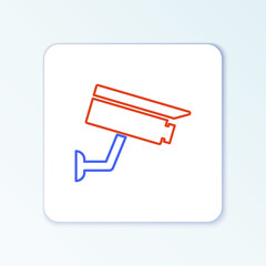 Line Security camera icon isolated on white background. Colorful outline concept. Vector.