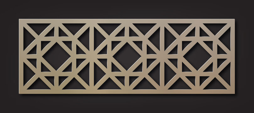 Laser Cutting Template. Decorative Panel. Oriental geometric pattern.