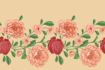 Blumenhintergrund. Nahtloses Muster der Weinleseblume. Vektor. © marinavorona