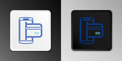 Fototapeta premium Line NFC Payment icon isolated on grey background. Mobile payment. NFC smartphone concept. Transfer icon. Colorful outline concept. Vector.