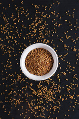 Grains of mustard in bowl