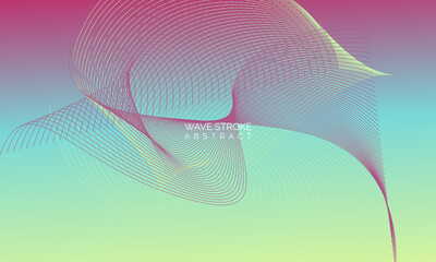 Wave line of flowing particles abstract vector background, smooth curvy shape dots fluid array. 3d shape dots blended mesh, future technology relaxing wallpaper.