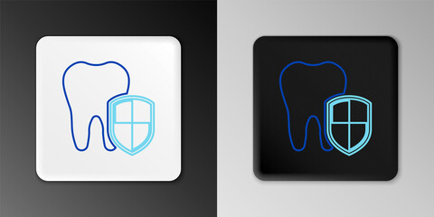 Line Dental protection icon isolated on grey background. Tooth on shield logo. Colorful outline concept. Vector.