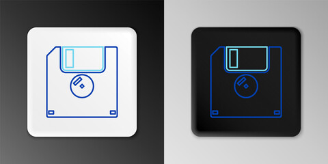 Line Floppy disk for computer data storage icon isolated on grey background. Diskette sign. Colorful outline concept. Vector.