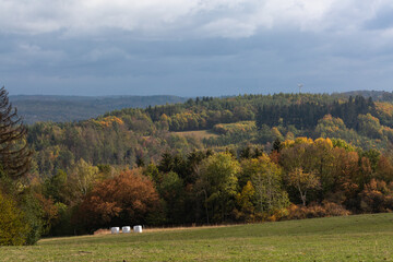 Fototapeta na wymiar Moravian hills in golden autumn
