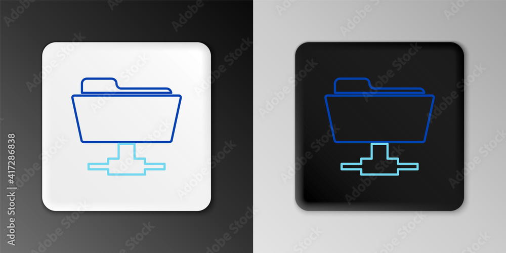 Poster line ftp folder icon isolated on grey background. software update, transfer protocol, router, teamwo